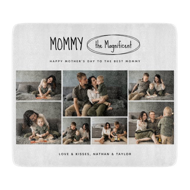 Cute Personalised Mothers Day Family Photo Cutting Board (Front)