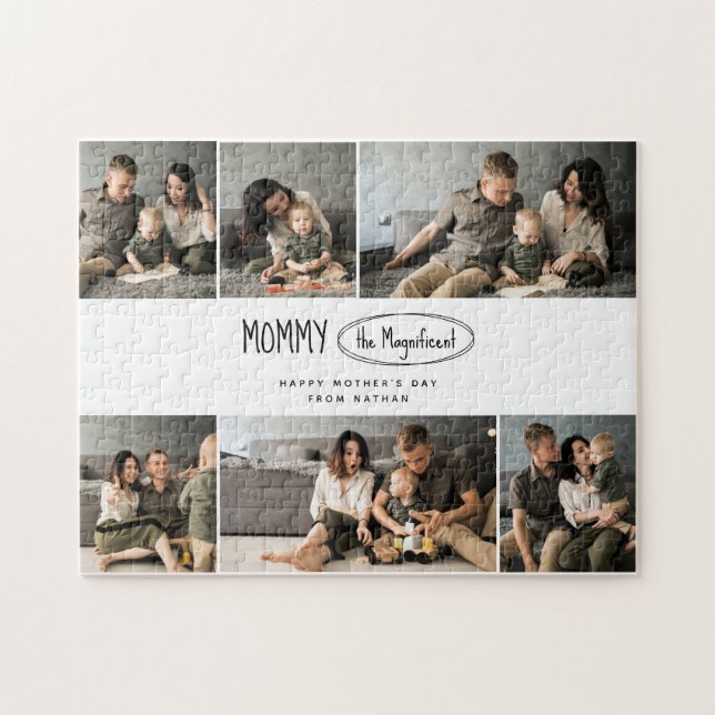 Cute Personalised Mothers Day Family Photo Jigsaw Puzzle (Horizontal)
