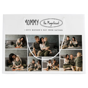 Cute Personalised Mothers Day Family Photo Large Gift Bag