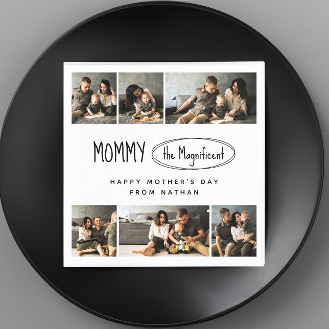 Cute Personalised Mothers Day Family Photo Napkin (Creator Uploaded)