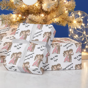 Cute Personalised Mr & Mrs/Name Wedding Wrapping Paper