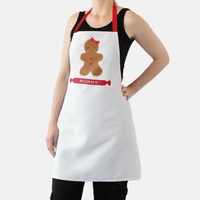 Cute Personalised Mummy Family Christmas Apron (Insitu)