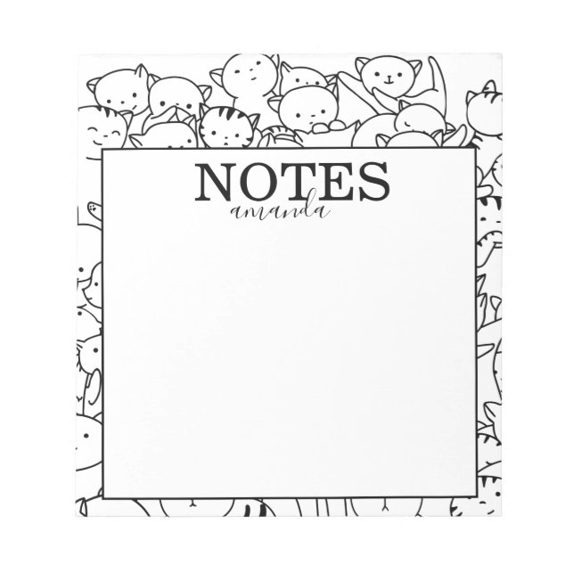 Cute Personalised Name Cats  Notepad (Front)