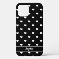 Cute personalised name hearts pattern black