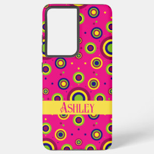 Cute Personalised Name Magenta Abstract Samsung Galaxy Case