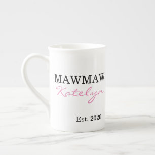 Cute Personalised Name Mawmaw Year Established Bone China Mug