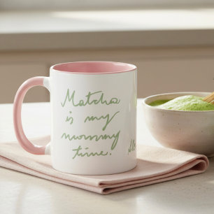 Cute Personalised Name Mummy Matcha Tea Script Mug