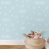 Cute Personalised Name Star Blue Kids Nursery