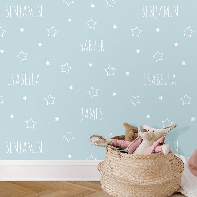 Cute Personalised Name Star Blue Kids Nursery Wallpaper (Creator Uploaded)