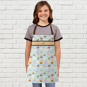 Cute Personalised Name with Cupcake Print Apron