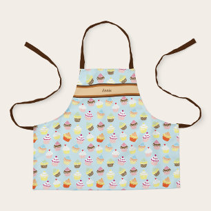 Cute Personalised Name with Cupcake Print Apron