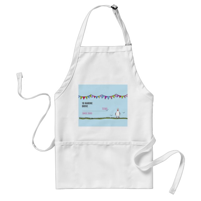 Cute Personalised Nautical Seagull Standard Apron (Front)