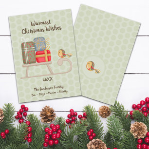 Cute Personalised Nordic Christmas Sled Holiday Card