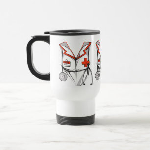 Cute Personalised Nurse Scrubs Outfit Name Travel Mug