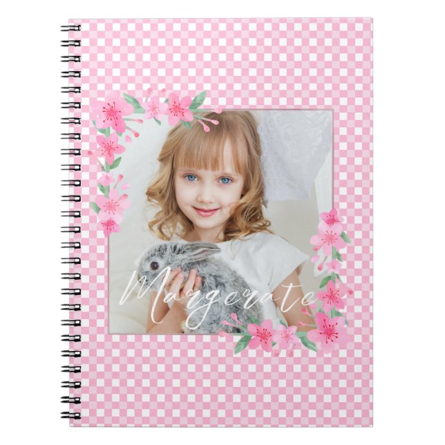 Cute Personalised one Photo Pink  Notebook (Front)