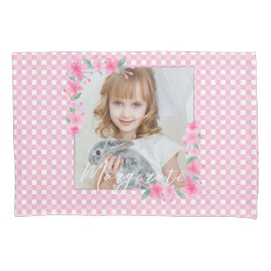 Cute Personalised one Photo Pink Pillowcase