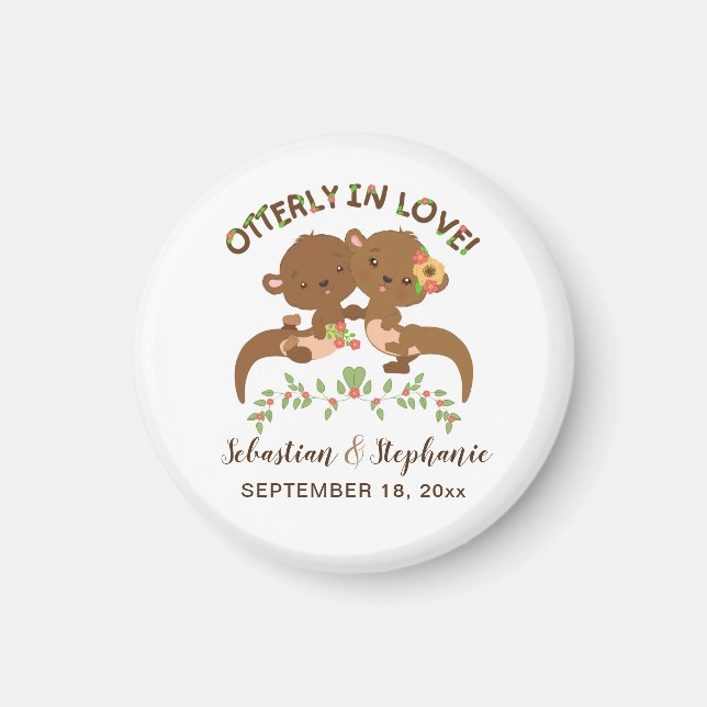 Cute Personalised Otterly in Love Magnet (Front)