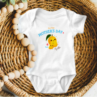 Cute Personalised Our First Mother's Day Mango Baby Bodysuit