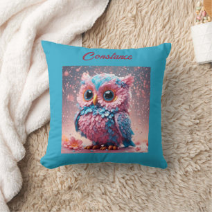 Cute Personalised Owl in pastels Cushion