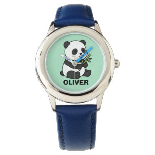Cute Personalised Panda with Bamboo Kids Watch