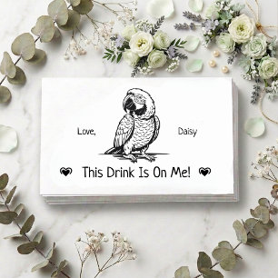 Cute Personalised Parrot Wedding Drink Ticket Enclosure Card