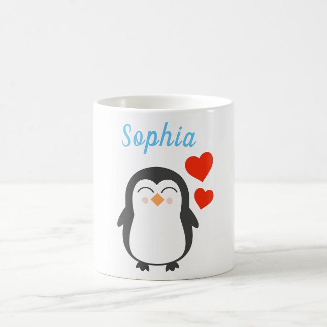 Cute Personalised Penguin Coffee Mug (Center)