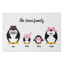 Cute Personalised Penguin Family Tree Portrait