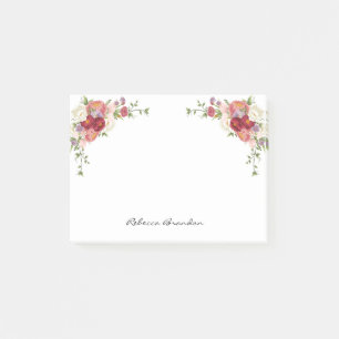 Cute Personalised Peony Flower Post-It Notes