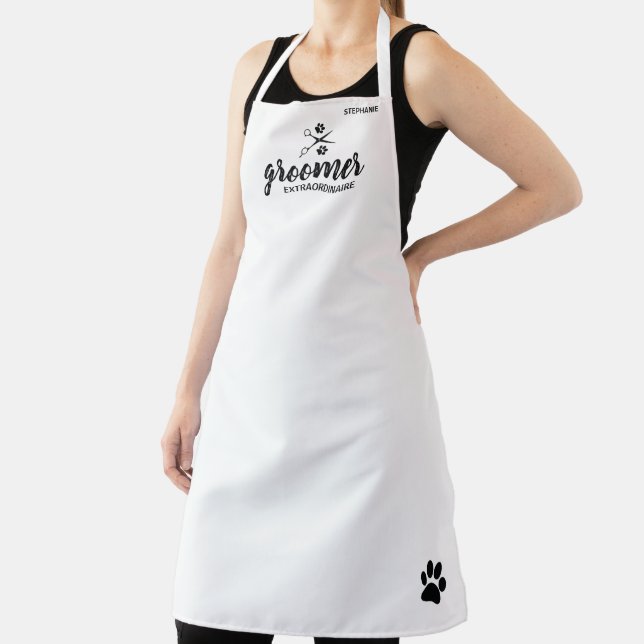 Cute Personalised Pet Groomer Extraordinaire Apron (Insitu)