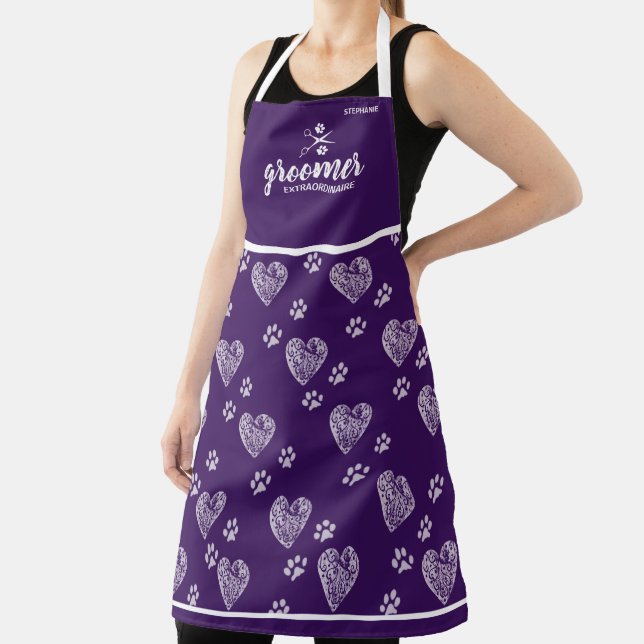 Cute Personalised Pet Groomer Extraordinaire Apron (Insitu)