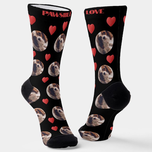 Cute personalised pet love photo  socks (Angled)
