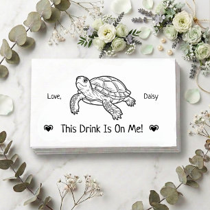 Cute Personalised Pet Turtle Wedding Drink Ticket Enclosure Card