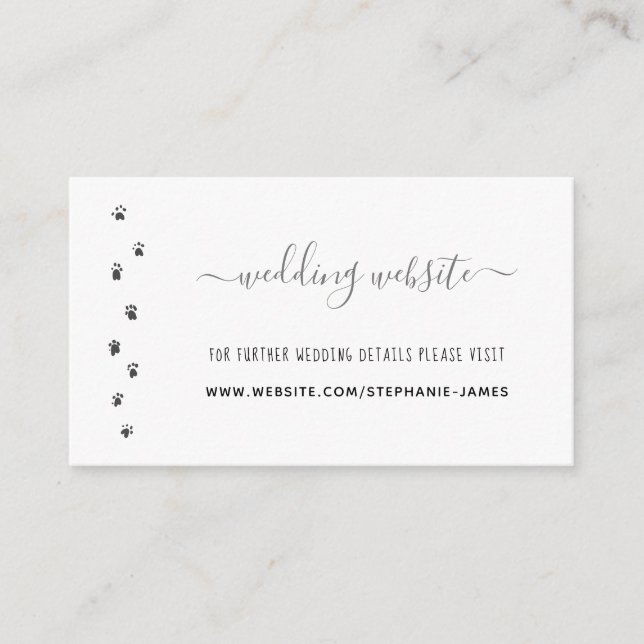 Cute Personalised Pet Wedding Website Enclosure Card (Front)