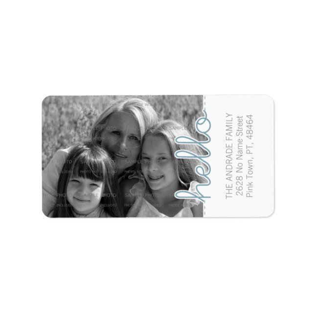Cute Personalised Photo Address Labels | Hello (Front)