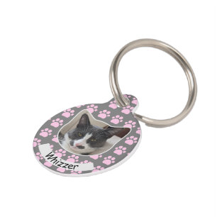 Cute personalised photo and text cat pet tag