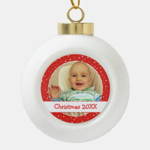 Cute Personalised Photo Ball Red Ornaments