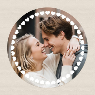 Cute Personalised Photo Custom Colour Love Heart Classic Round Sticker