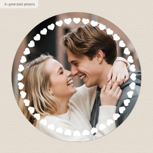 Cute Personalised Photo Custom Colour Love Heart Classic Round Sticker
