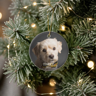 Cute Personalised Photo Pet Christmas Ceramic Tree Decoration
