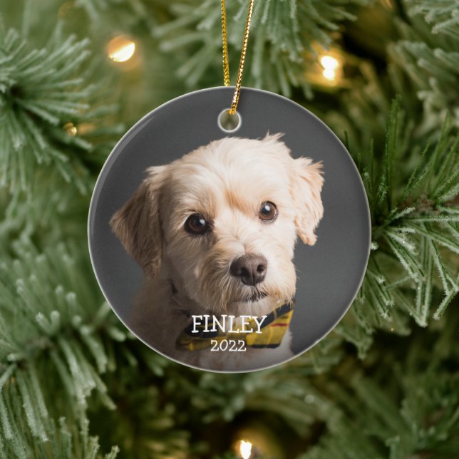 Cute Personalised Photo Pet Christmas Ceramic Tree Decoration (Tree)