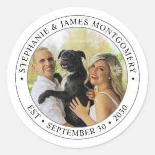 Cute Personalised Photo Pet Wedding Classic Round Sticker