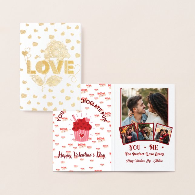 Cute Personalised  Photo valentines day Foil Card (Display)
