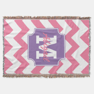 Cute Personalised Pink and Purple Chevron Print Throw Blanket