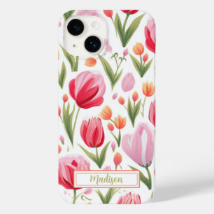Cute Personalised Pink Spring Floral Case-Mate iPhone 14 Case