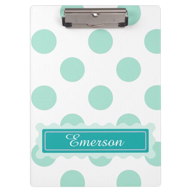 Cute Personalised Polka Dot Clipboard (Front)