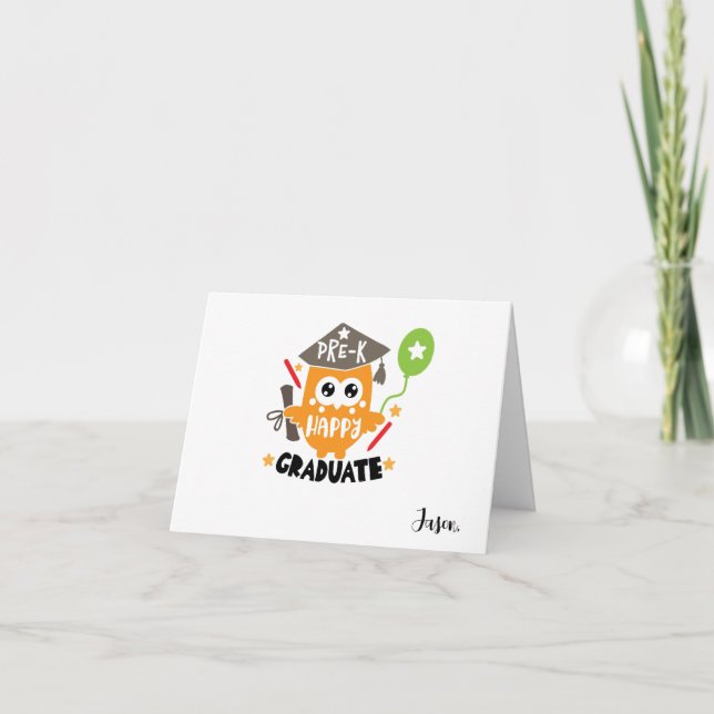 Cute Personalised Pre-K Graduation with Owl Card (Front)