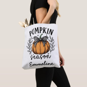 Cute Personalised Pumpkin Trick Or Treat Tote Bag