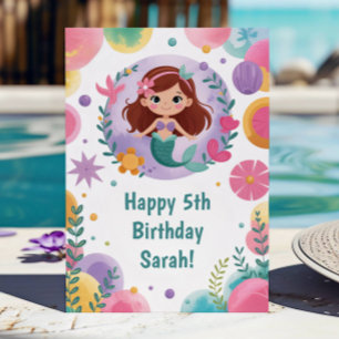 Cute Personalised Purple Mermaid Birthday Card