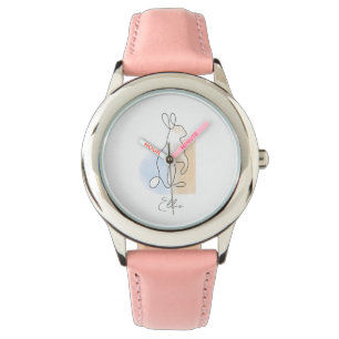 Cute personalised rabbit line drawing kids watch