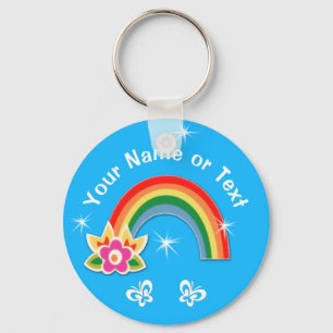 Cute Personalised Rainbow Party Favours for Girls Key Ring
